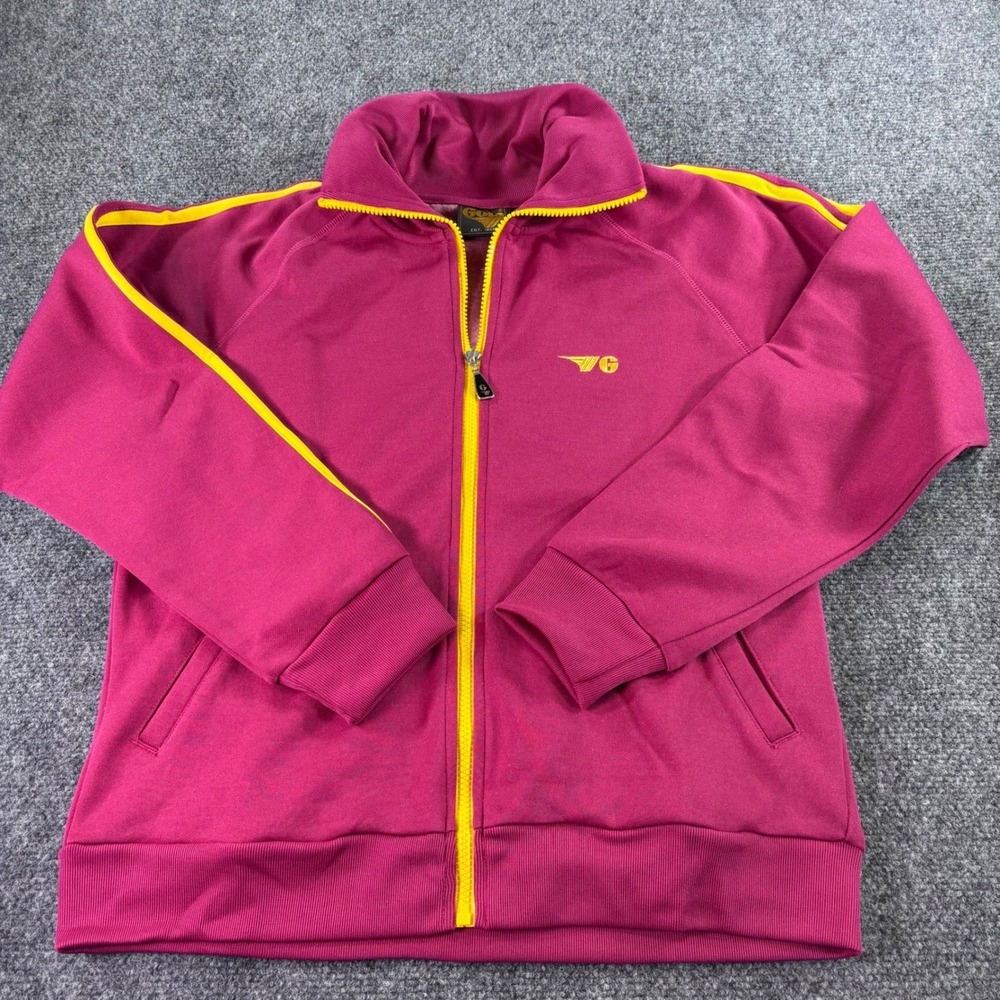 Gola Track Jacket Womens L Magenta Pink Yellow Stripe Retro Full Zip NWT Sporty